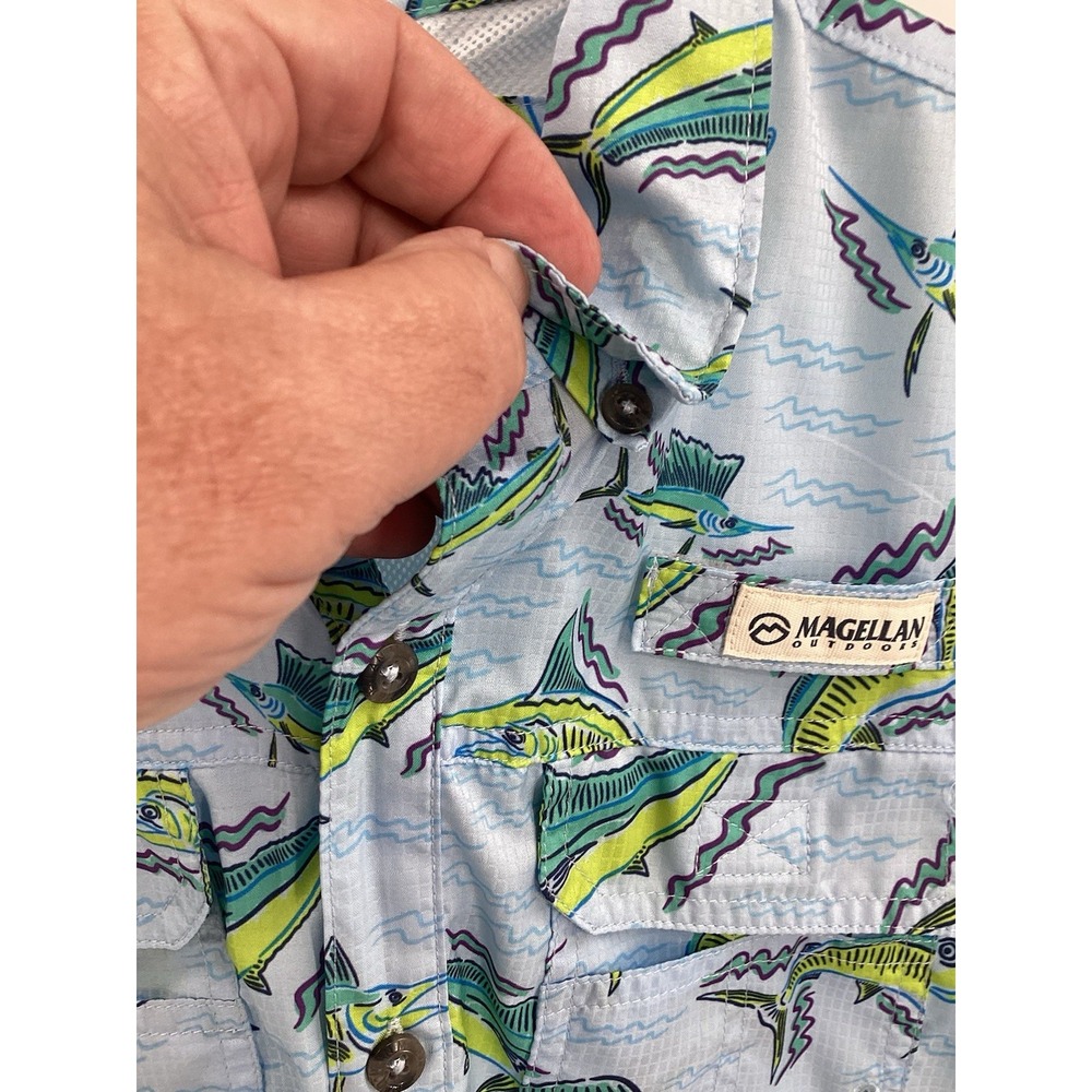 Boys Magellan Outdoors short sleeved Fish Gear‎ vented wicking hidden button - Picture 6 of 10